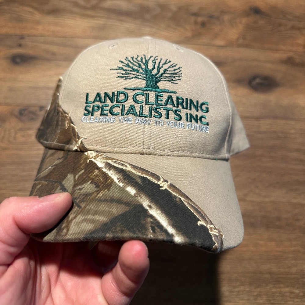 Y2K Kati Tan Camo Land Clearing Specialists Hat Mens OSFM‎